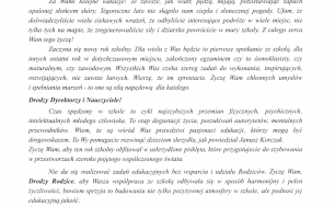 Zdjęcie przedstawia list Pani Prezydent skierowany do uczniów, rodziców i pracowników szkół i placówek oświatowych z okazji rozpoczęcia nowego roku szkolnego.